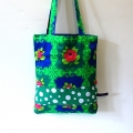 Vintage tas groen met rozen